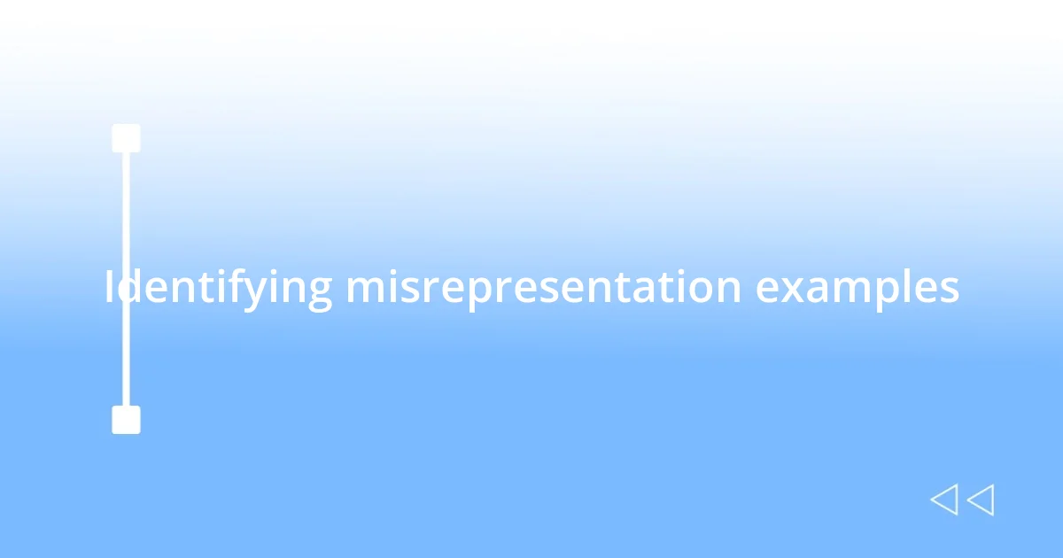 Identifying misrepresentation examples