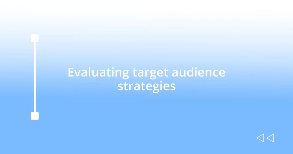 Evaluating target audience strategies