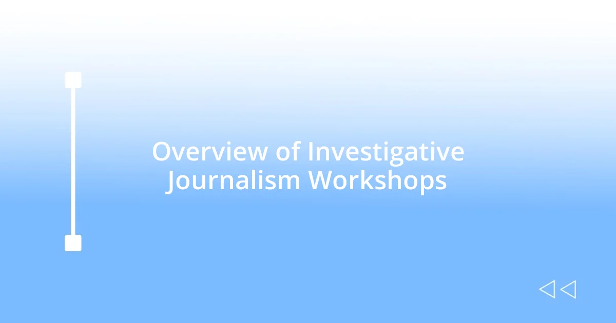 Overview of Investigative Journalism Workshops