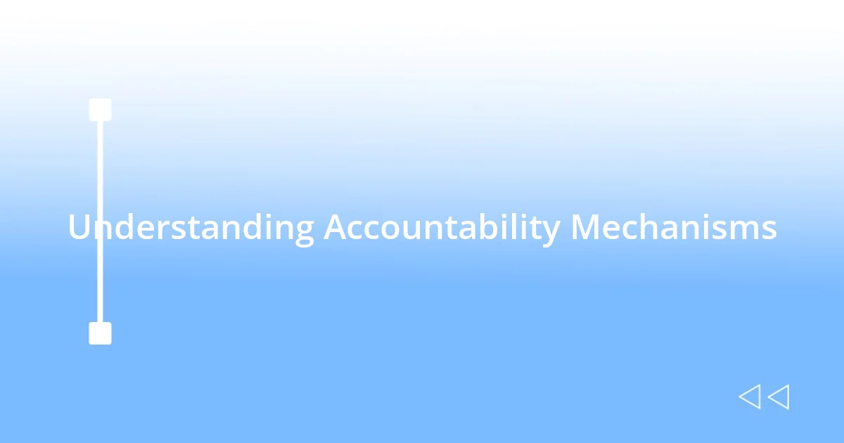 Understanding Accountability Mechanisms